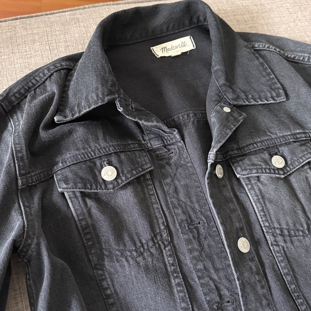 Madewell 100% Cotton Oversized Black Jean Jacket - Picture 4 of 5
